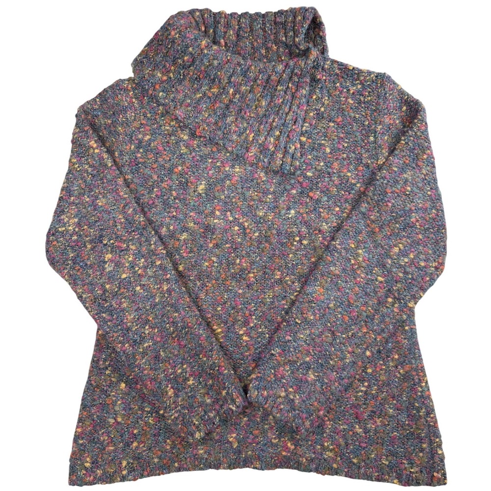 Chunky Confetti Knit Cowl Neck Sweater Women M Alpaca Mohair Blend